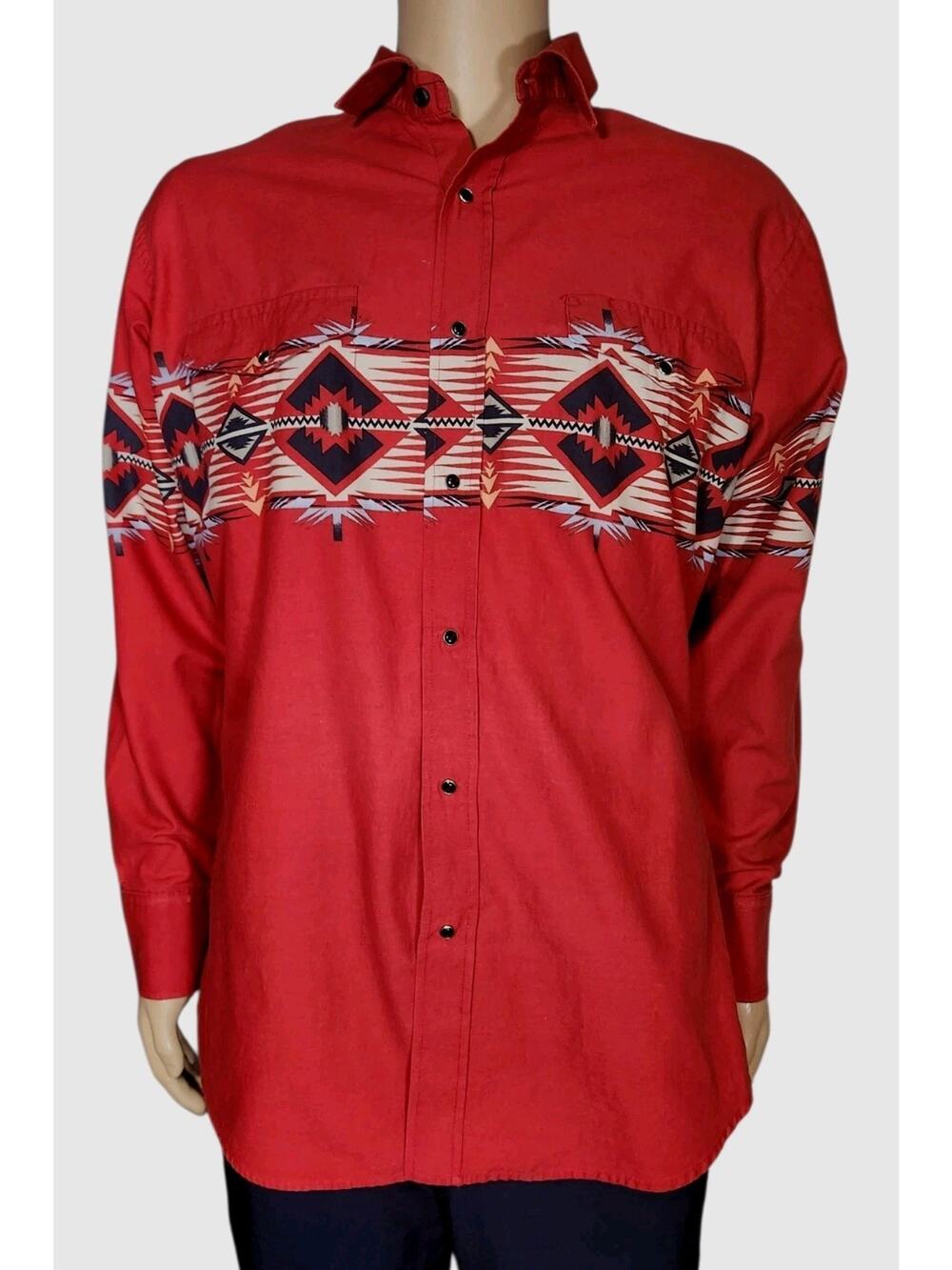 Vintage Panhandle Slim XL Southwest Aztec L/S Pearl Snap Shirt Rodeo *Defect*